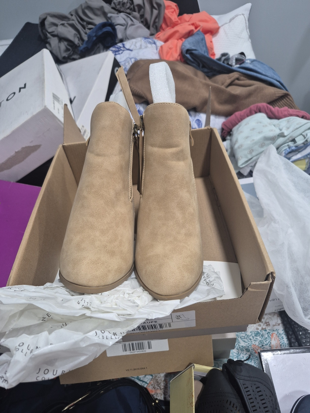 Journee Collection Tan Suede Ankle Booties with Side Zip